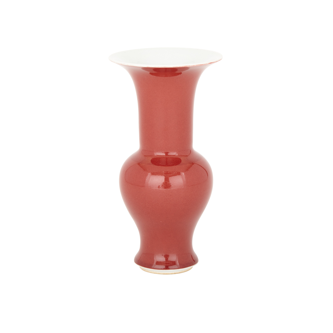 Small Copper Red Glazed Gu Vase, Kangxi Mark, Qing Dynasty  