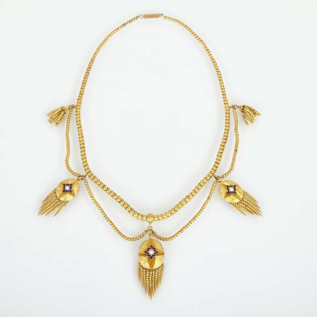 19th Century 15k Yellow Gold Festoon Necklace
