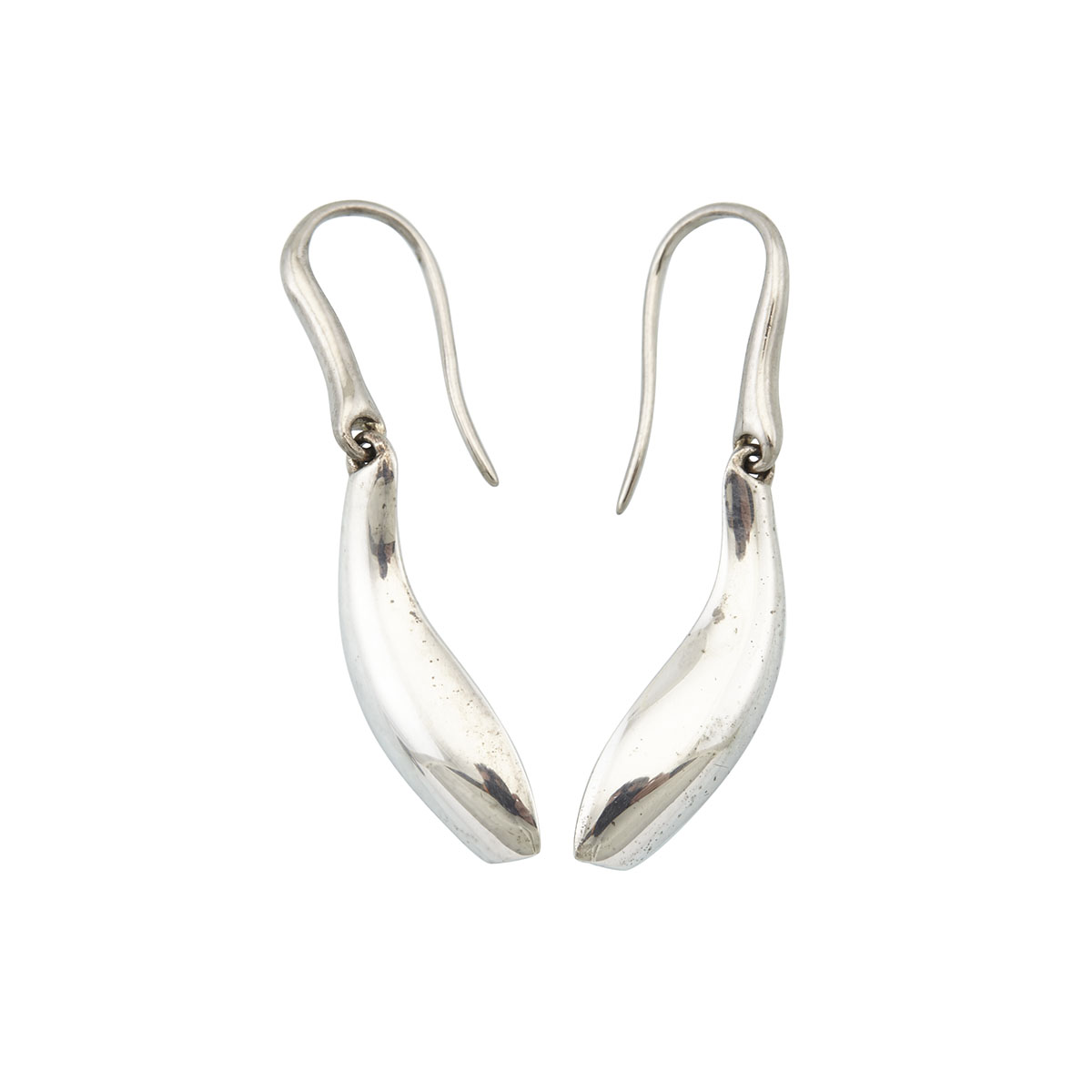 Pair Of Tiffany & Company Frank Gehry Sterling Silver Hook-Back Fish Earrings