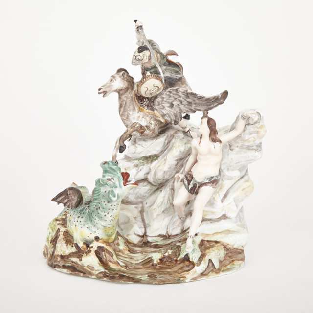 Strasbourg Faience Group of Perseus and Andromeda, c.1750-70