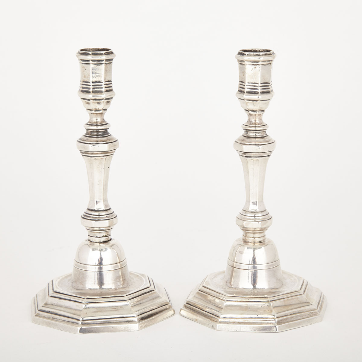 Pair of French Silver Octagonal Candlesticks, Jean Clement, Marseille, c.1750-1756