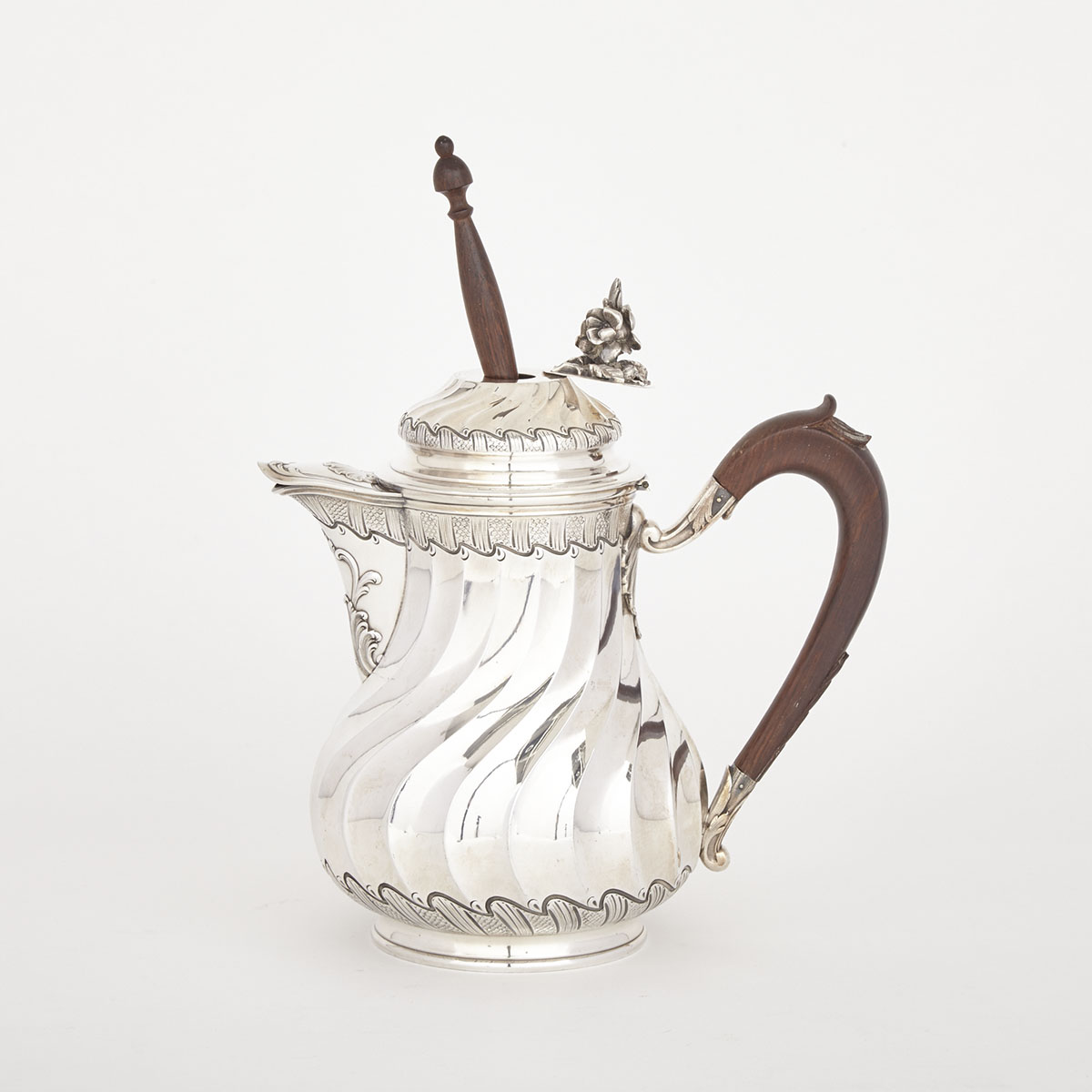 French Silver Chocolate Pot, L’Atelier Moderne d’Orfèvrerie, c.1900