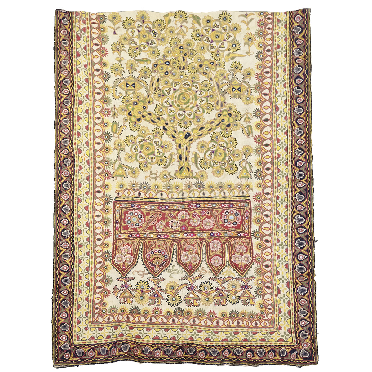 Uzbekistan Embroidery with mirrored insets, early 20th century