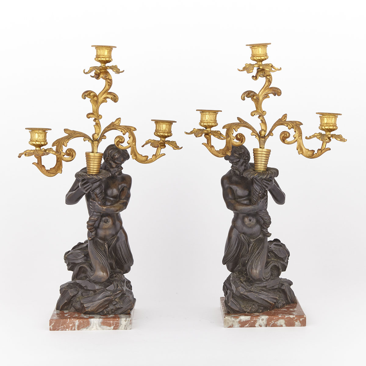 Pair of Italian Patinated Bronze Figures of Tritons after the Models by GIAN LORENZO BERNINI (1598-1680), 19th century