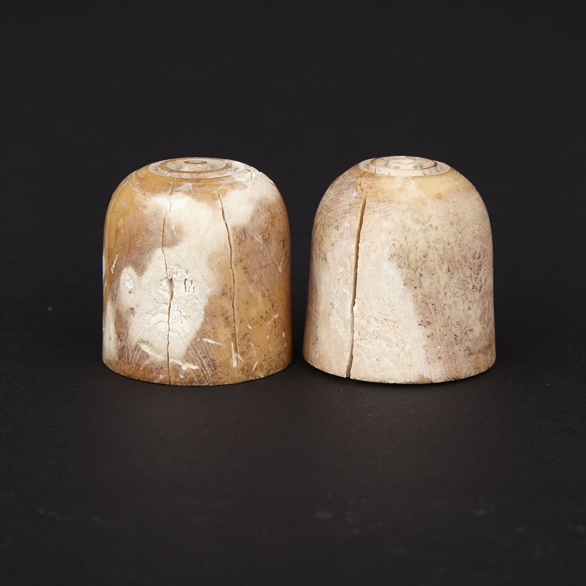 Two Scandinavian or Syrian Islamic Turned Horn Chess Pieces, 9th century 