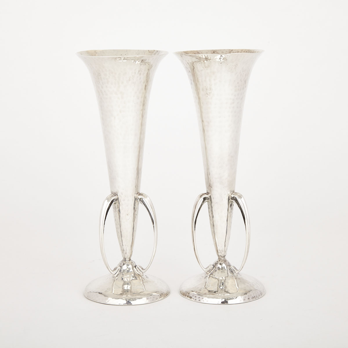 Pair of Scottish Arts and Crafts Silver Vases, John Alexander Fettes, Glasgow, 1913
