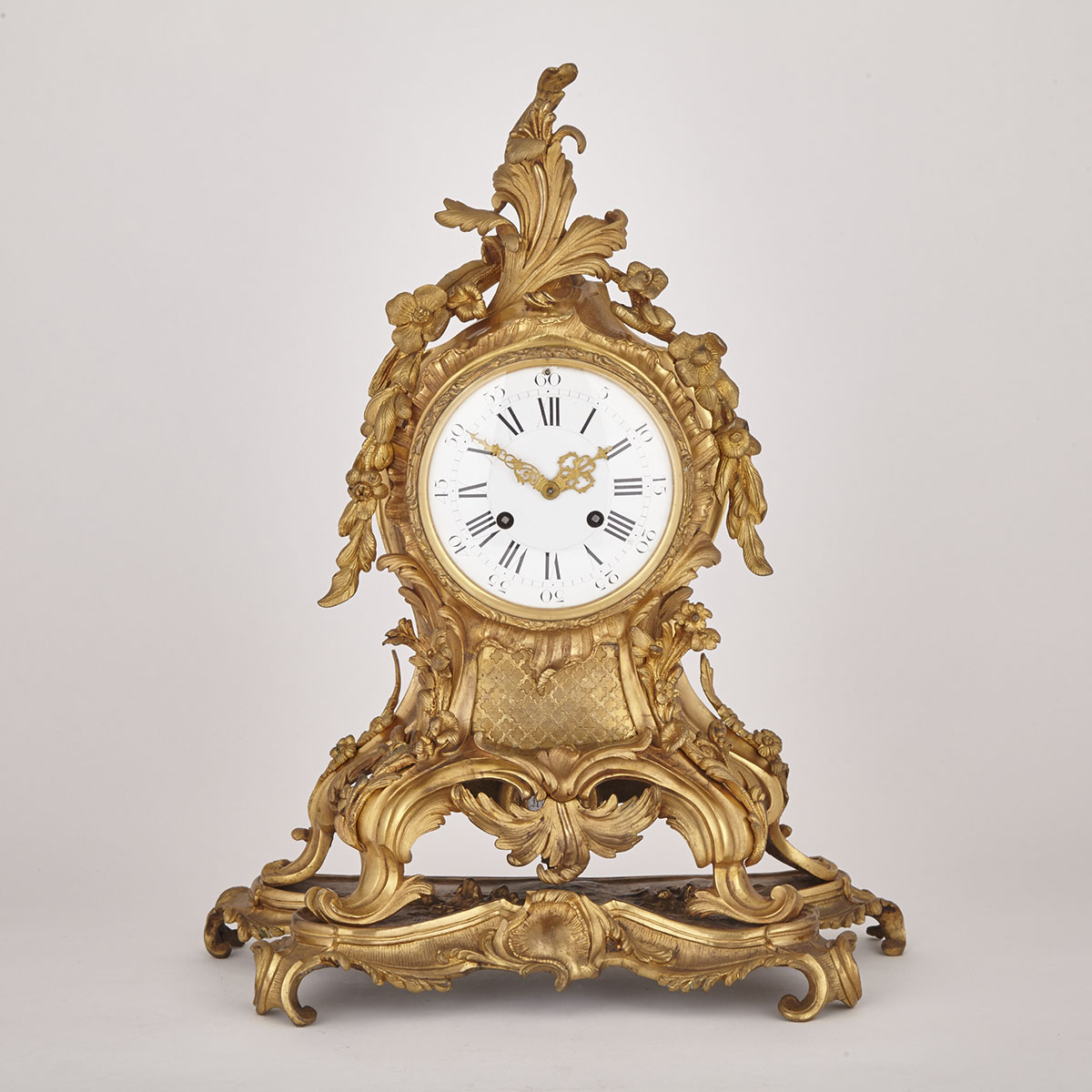 Napleon III Louis XV Style Gilt Bronze Mantle Clock, Roblin & Fils Frères, Paris, c.1900
