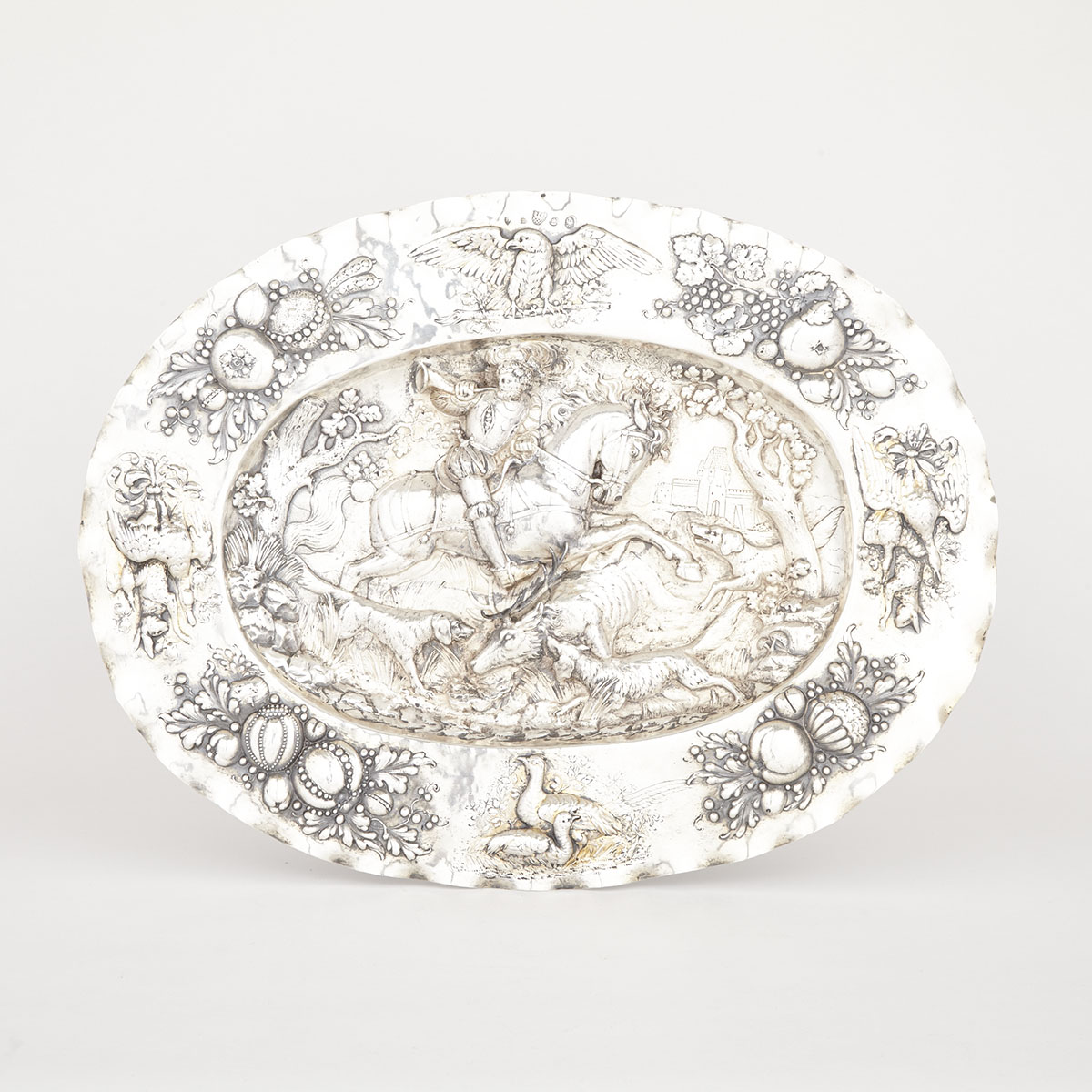 German Silver Oval Sideboard Dish, B. Neresheimer & Söhne, Hanau, late 19th century