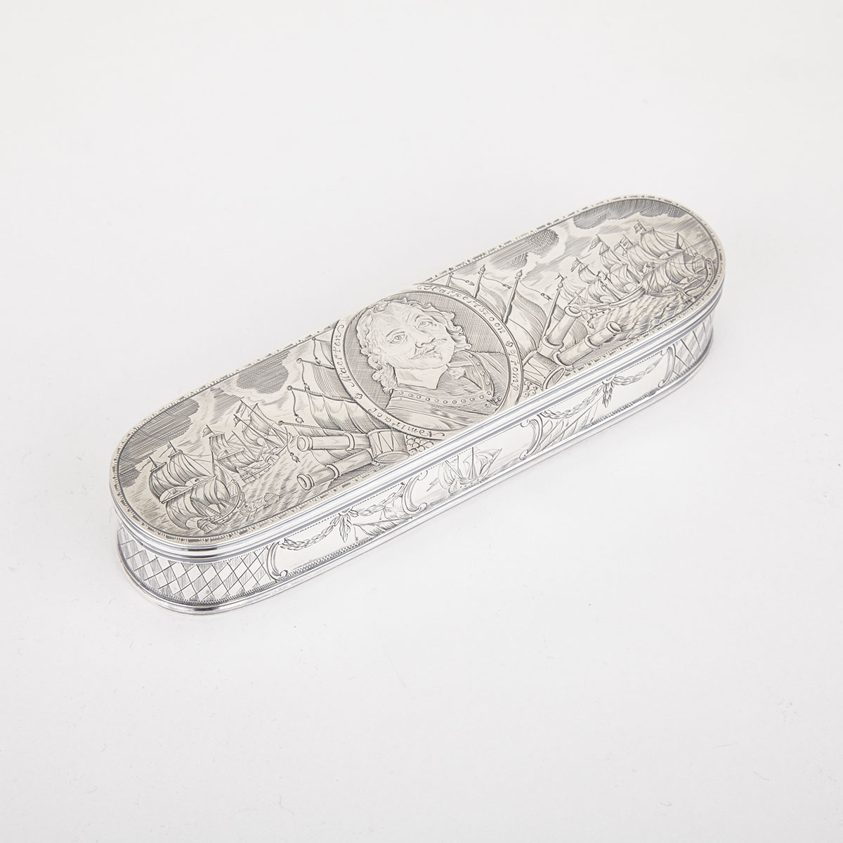 Dutch Silver Oval Tobacco Box, late 19th/early 20th century