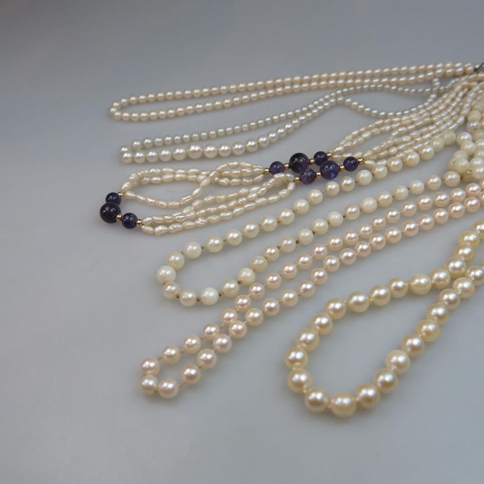 Five Cultured Pearl Necklaces