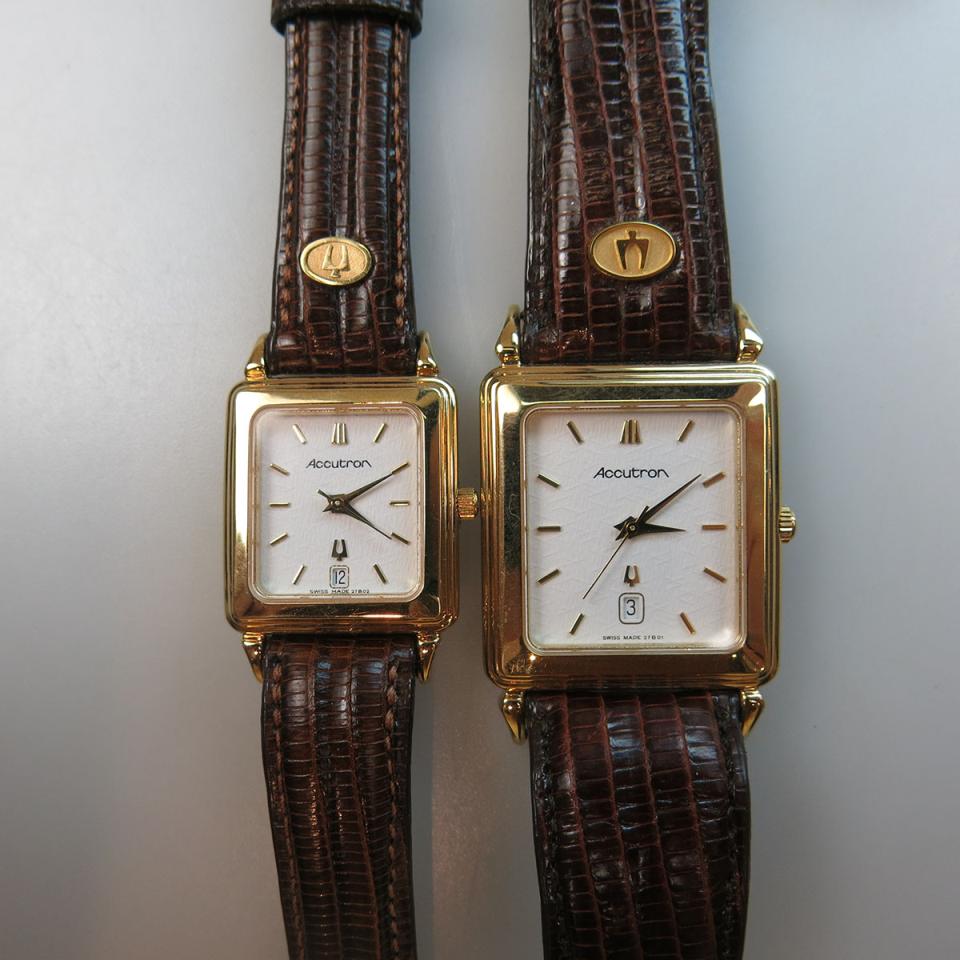 Matching Men’s And Lady’s Bulova Accutron Wristwatches, With Date