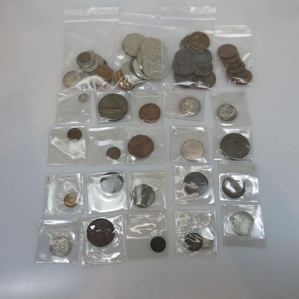 Small Quantity Of Various World Coins, Tokens & Commemoratives