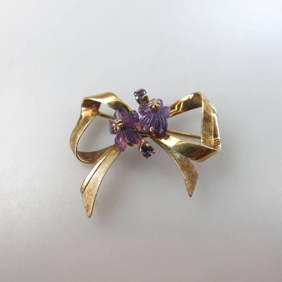 14k Yellow Gold Bow Brooch 
