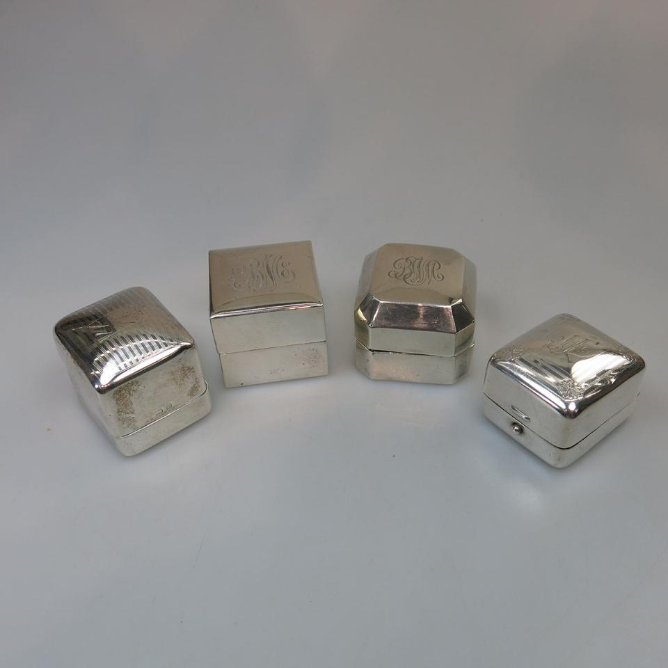 Four Various Sterling Silver Ring Boxes