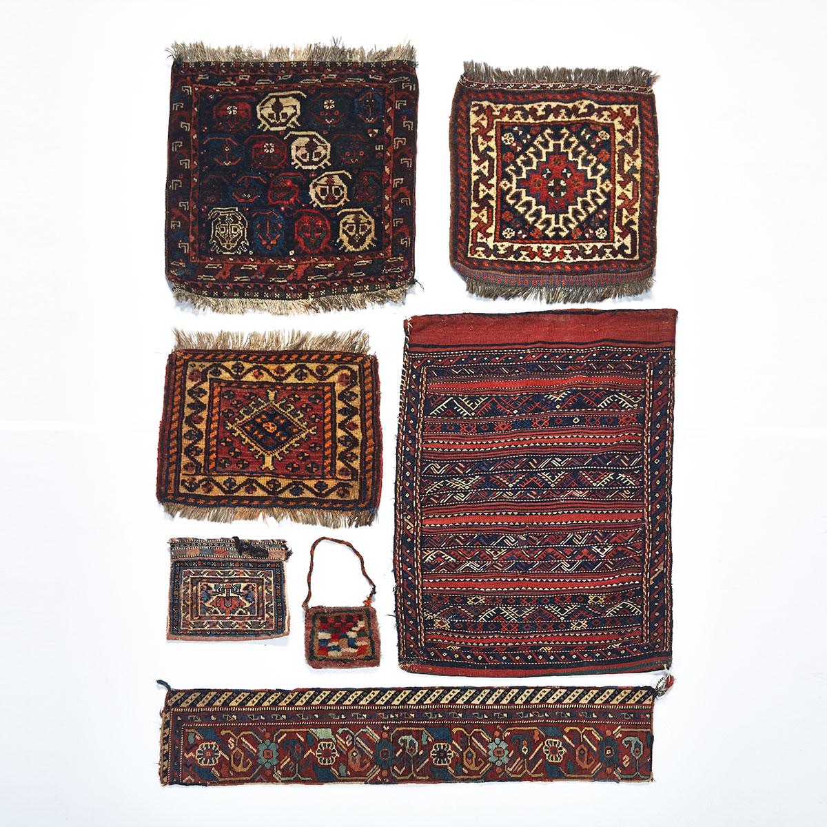 Group of Seven Various Pile Woven Tribal Textiles