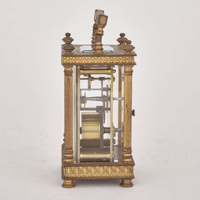 French Gilt Brass Carriage Clock, 19th century