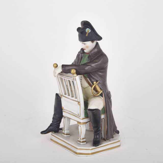 Volkstedt Figure of Napoleon  Seated Astride a Chair, c.1900