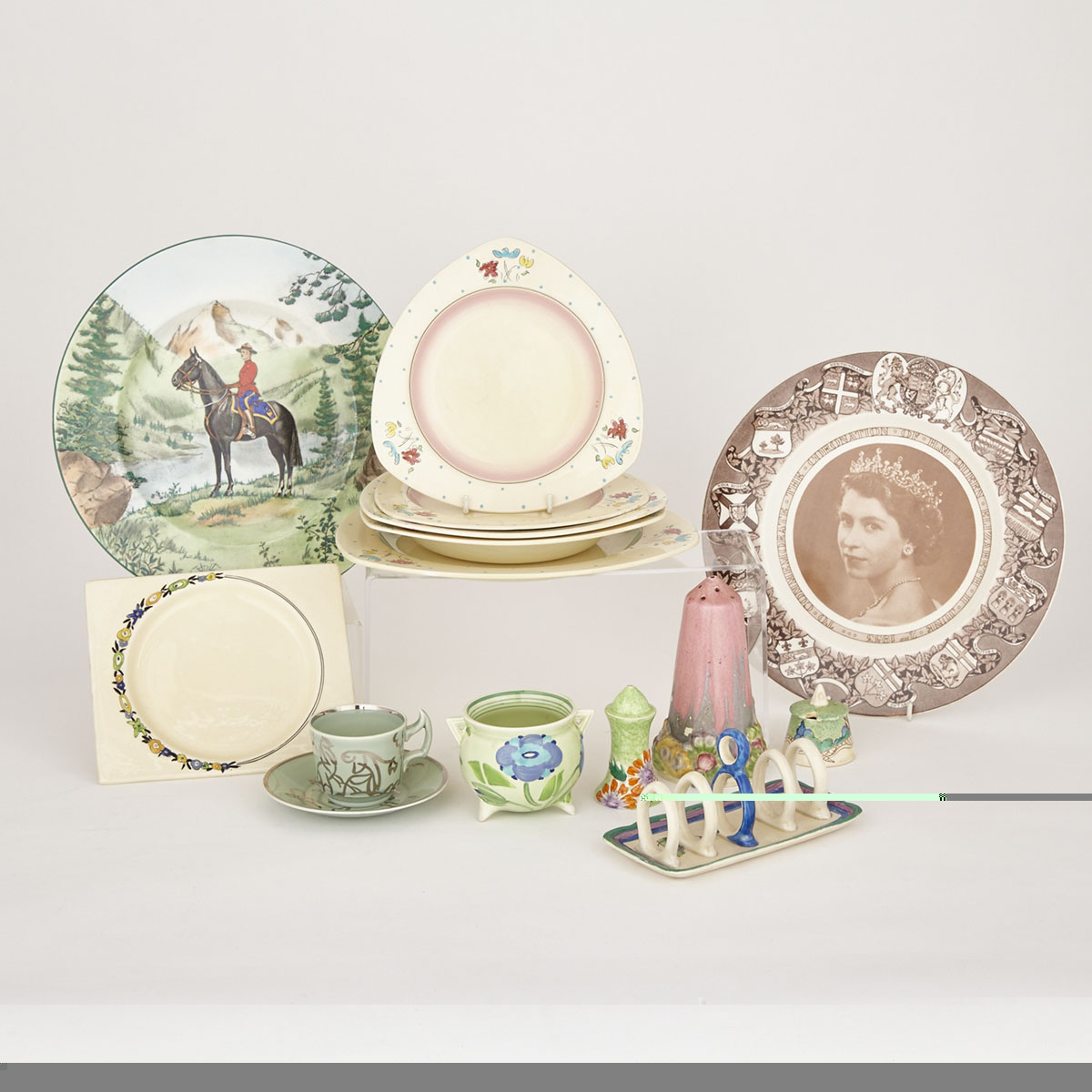 Group of Various Clarice Cliff Tablewares, mid-20th century