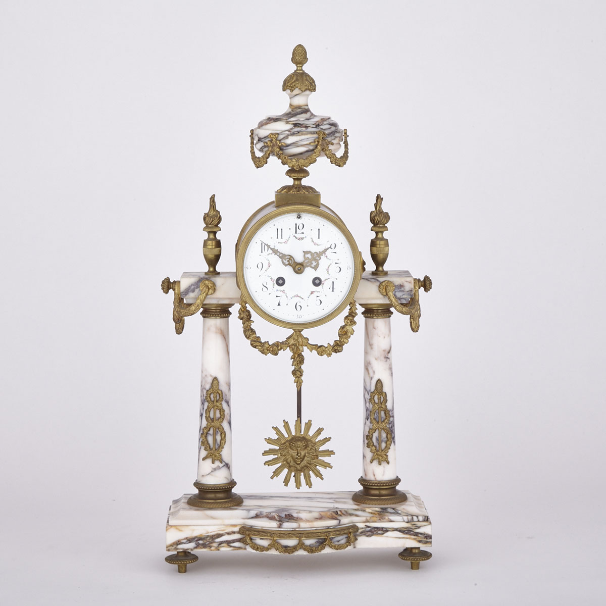 Louis XVI Style Ormolu Mounted Marble Mantle Clock, c.1900