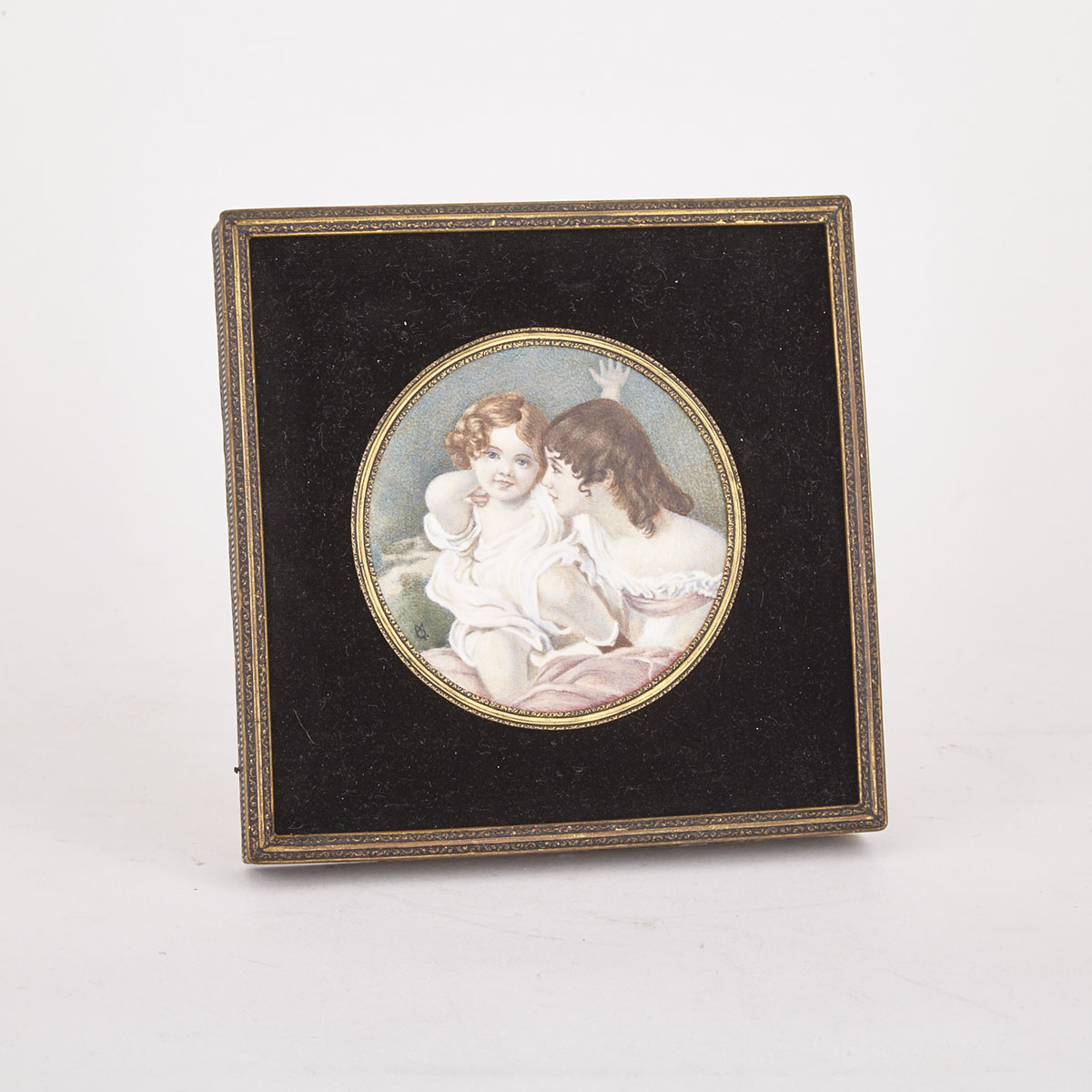 French School Miniature Picture on Ivory, of Mother and Child, early 20th century