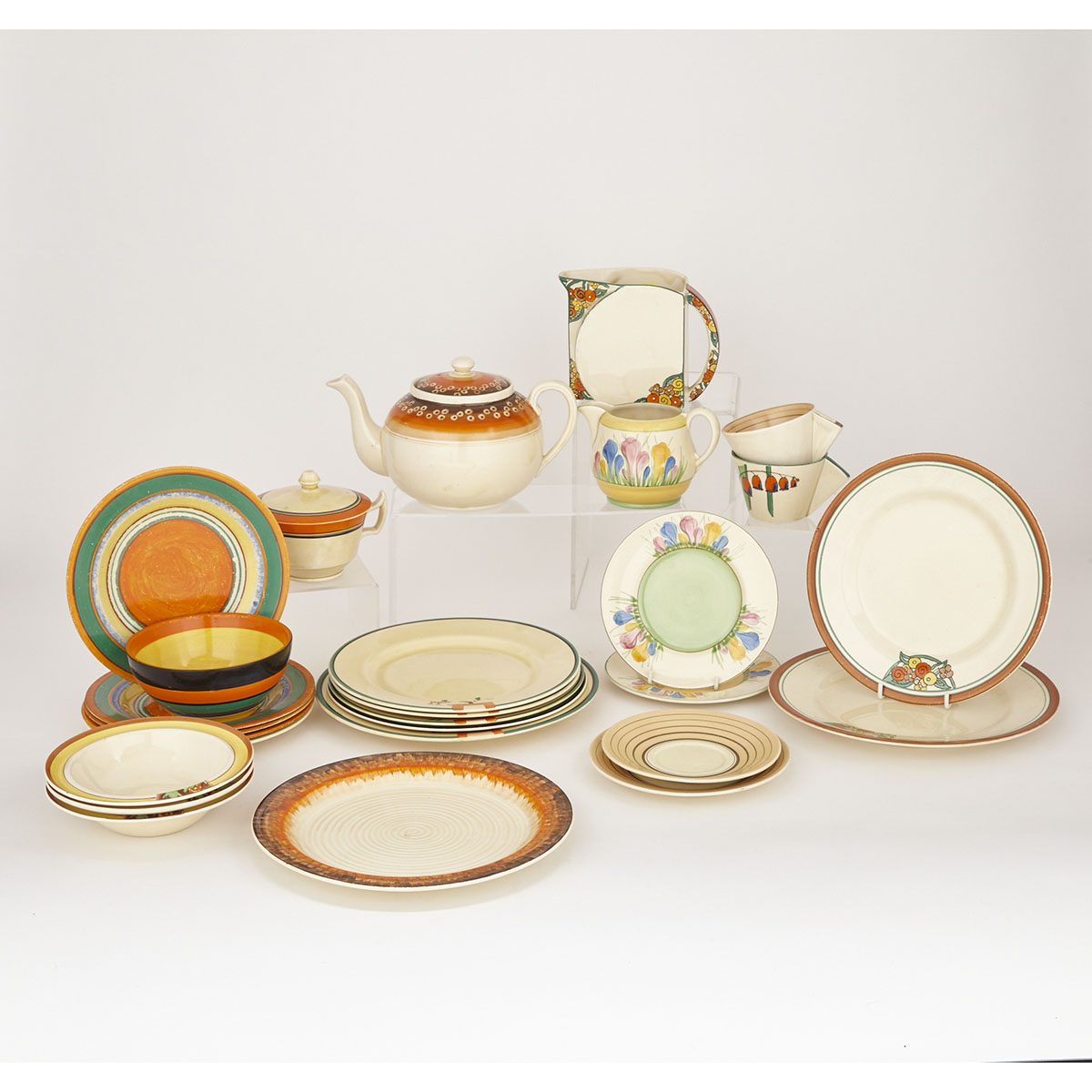 Group of Various Clarice Cliff Tablewares, 1930s