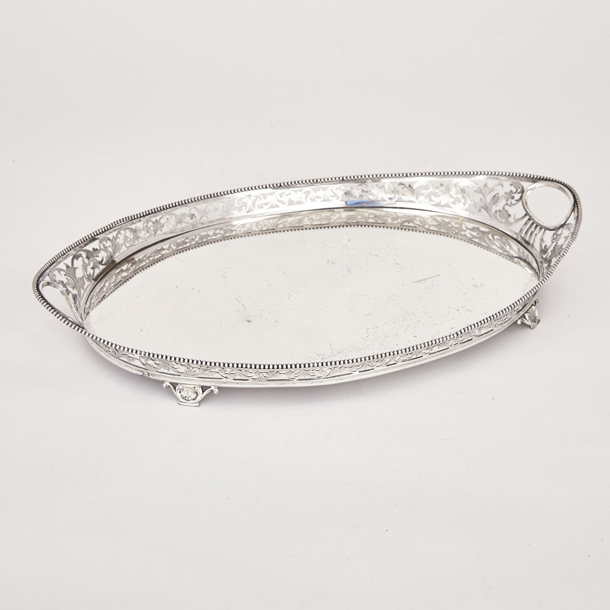 Dutch Silver Oval Serving Tray, 1913