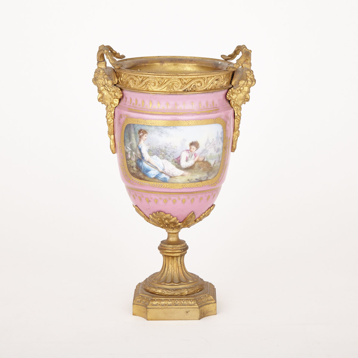 Ormolu Mounted French Porcelain Sèvres-Style Pink Ground Vase, late 19th century