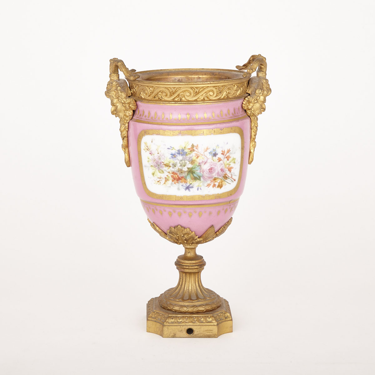 Ormolu Mounted French Porcelain Sèvres-Style Pink Ground Vase, late 19th century