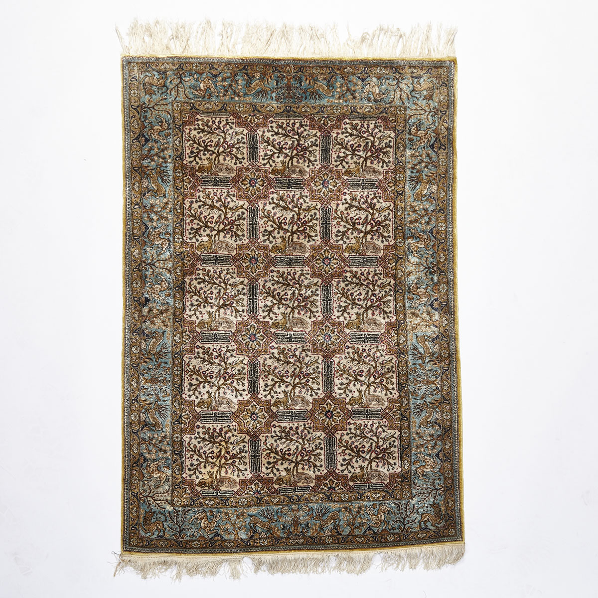 Silk Qum Tile Design Rug, mid. 20th century