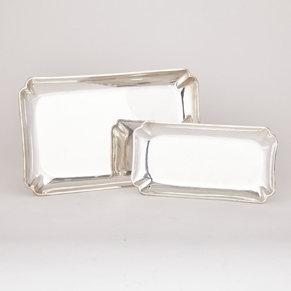 Two Mexican Silver Oblong Dishes, Juventino Lopez Reyes, Mexico City, mid-20th century