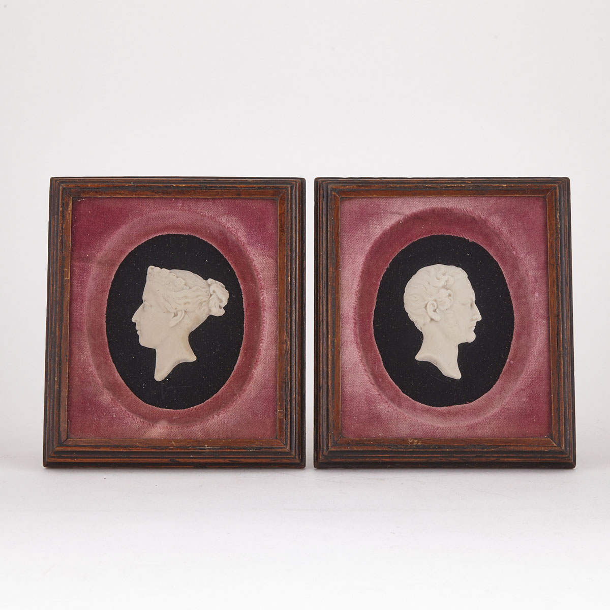Pair of Tassie Style Wax Relief Silhouette Medallions of Victoria and Albert, 19th century