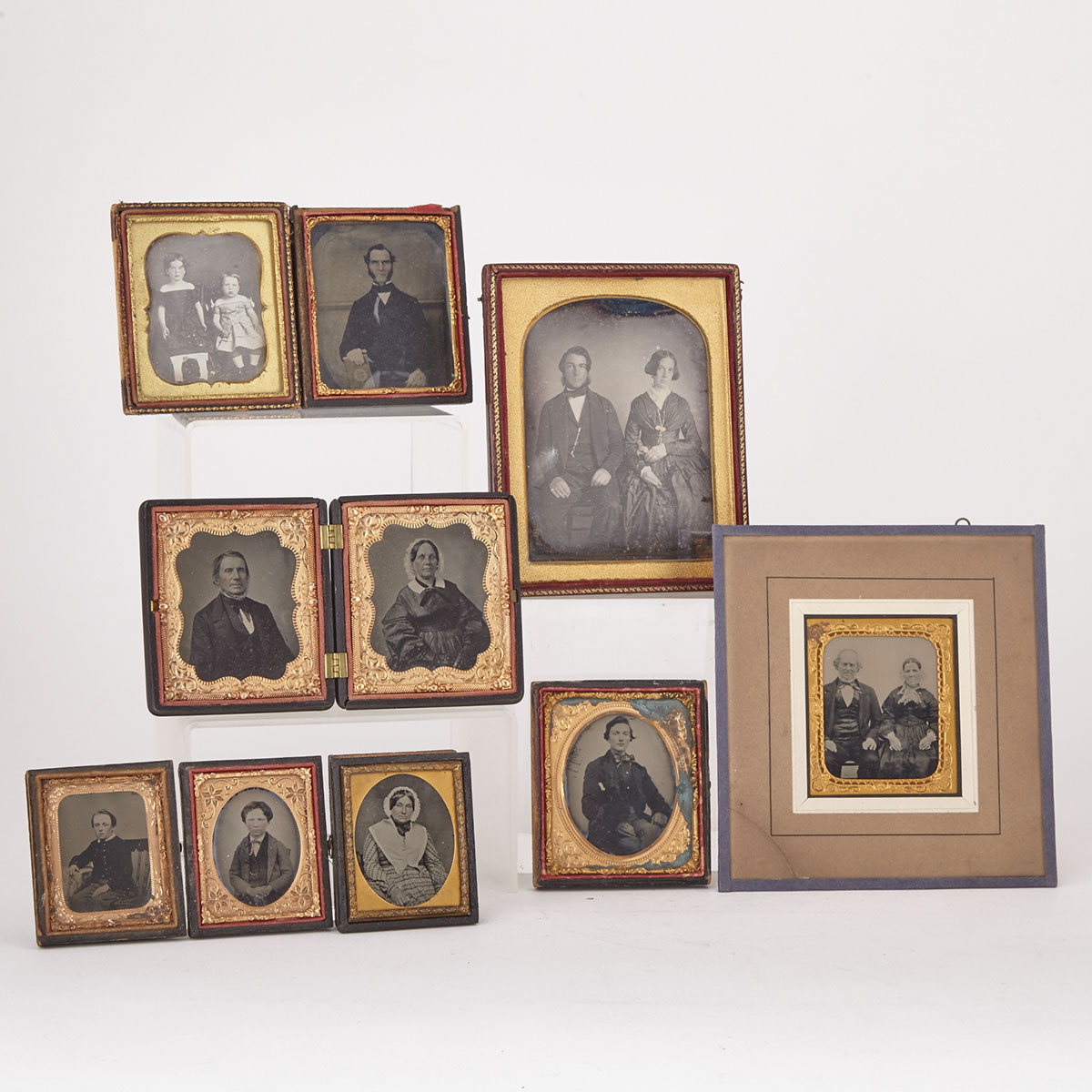 Group of Ten Victorian Ambrotype, Daguerreotype and Tintype Portrait Photographs, mid 19th century 