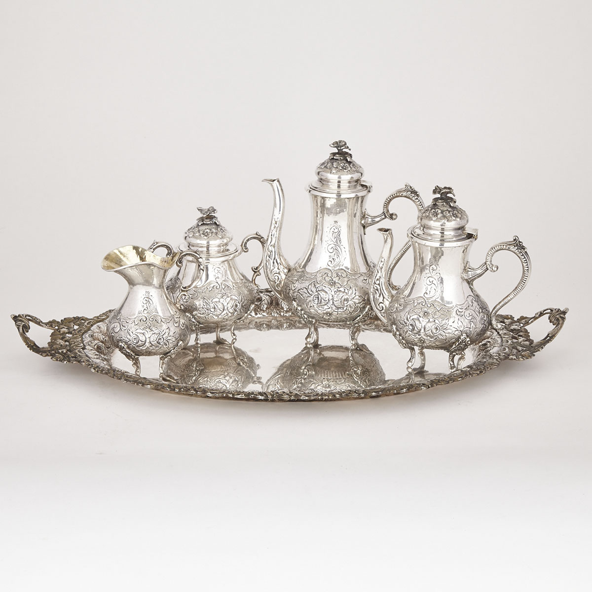 South American Silver Tea and Coffee Service, 20th century