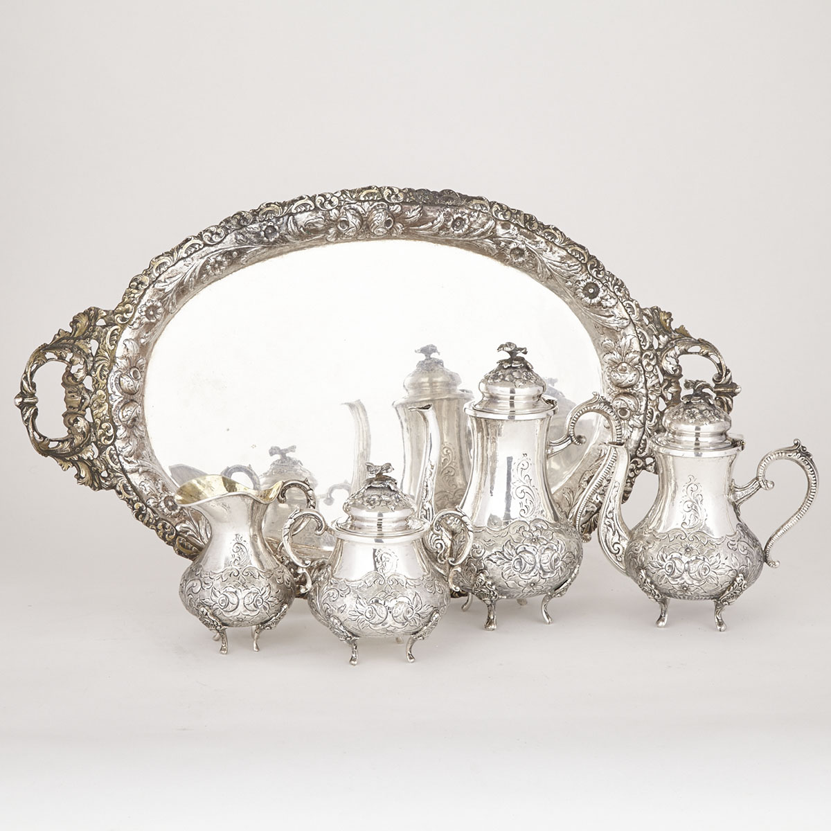South American Silver Tea and Coffee Service, 20th century