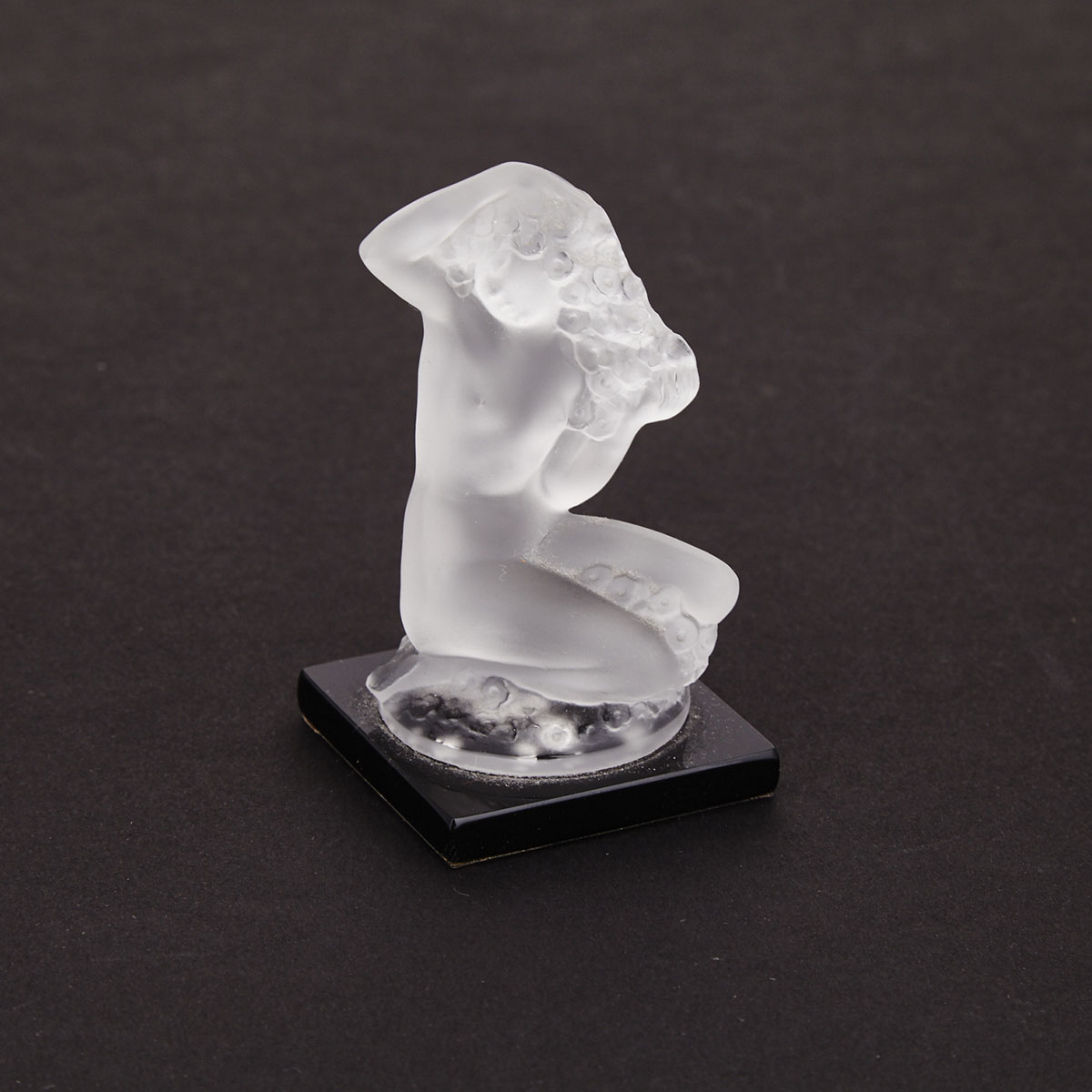 ‘Floreal’, Lalique Moulded and Frosted Glass Miniature Nude Figure, post-1945