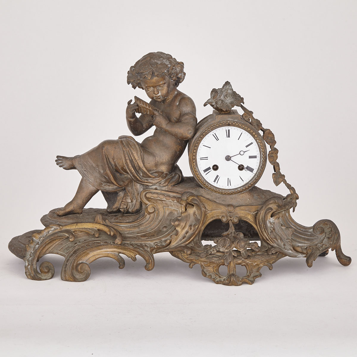 French Gilt Metal Mantel Clock with Figure of Pan, 19th century