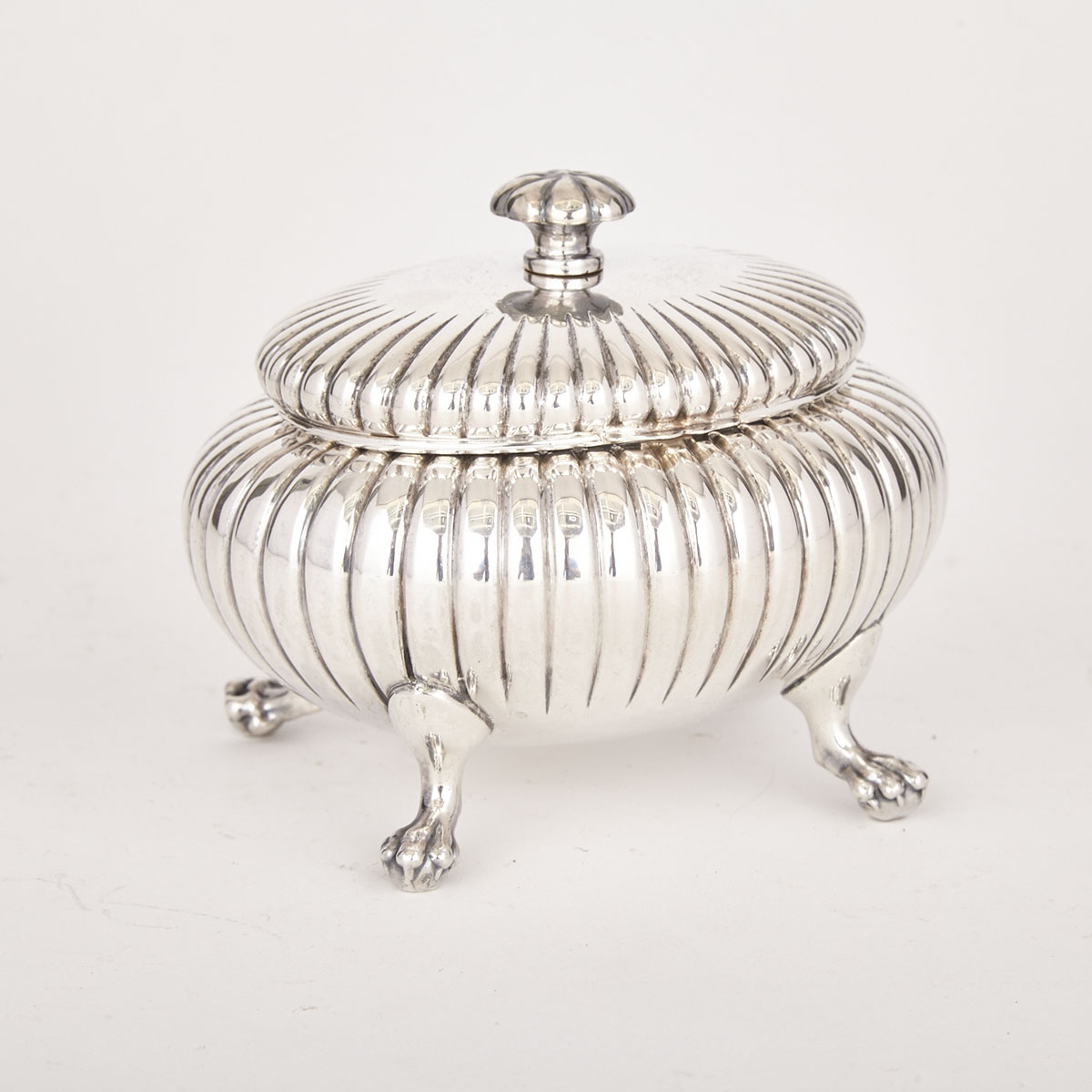 German Silver Fluted Oval Sugar Box, early 20th century