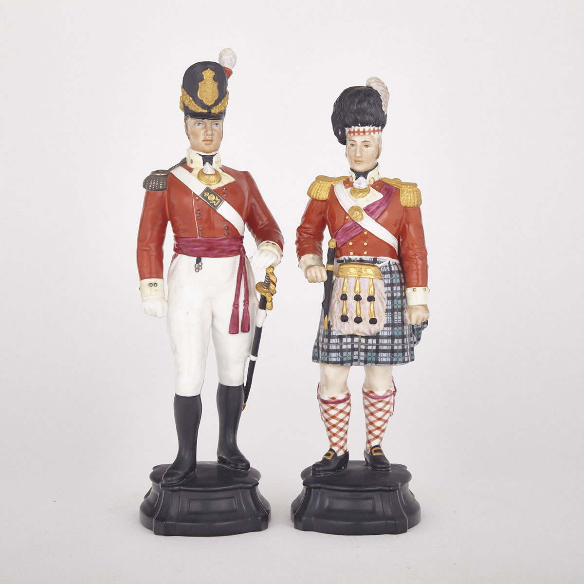 Two Royal Worcester Figures, ‘Officer of the 29th Foot (Worcestershire Regiment) circa 1812’, ‘Officer of the Seaforth Highlanders 1812’, c.1963