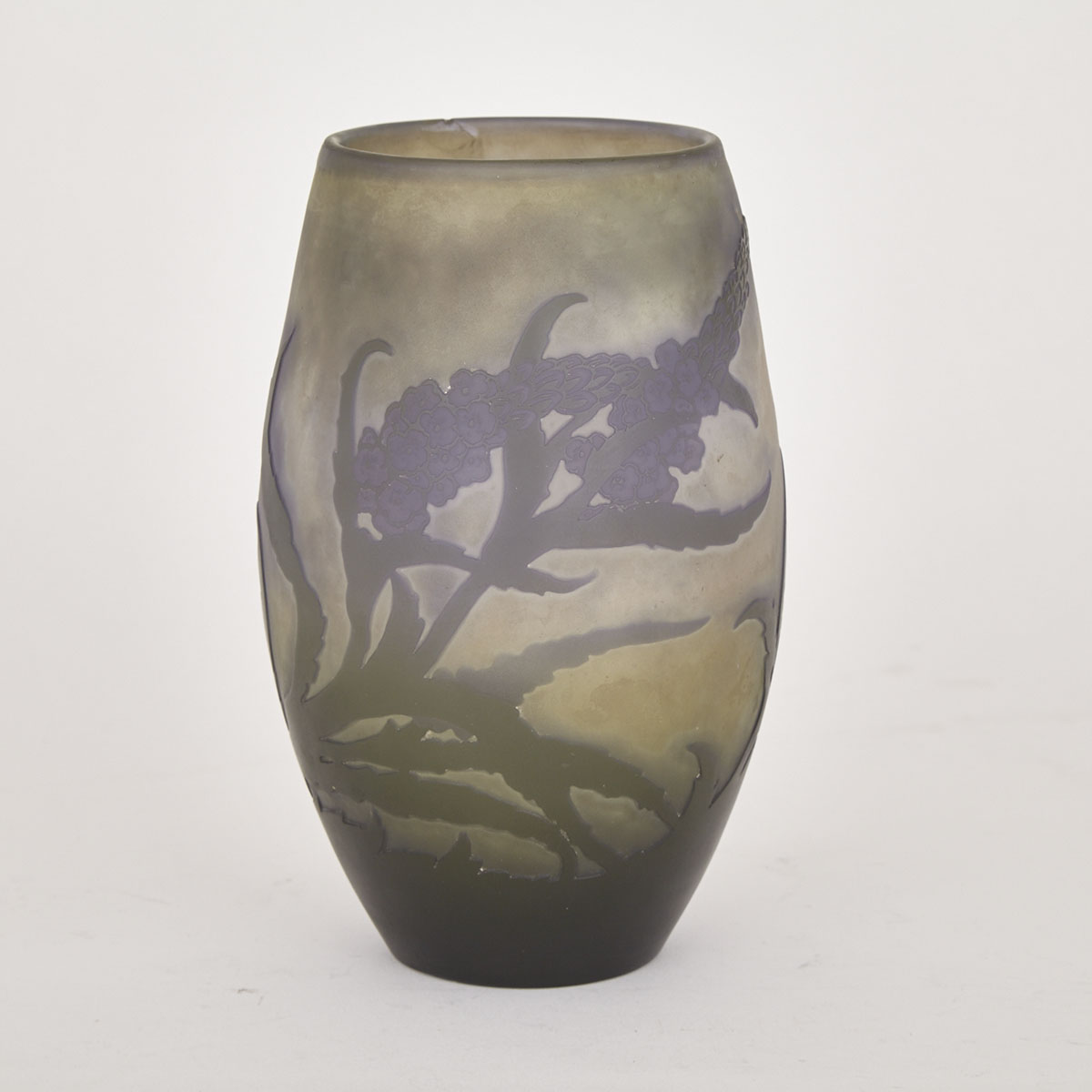 Gallé Lavender Cameo Glass Vase, c.1900
