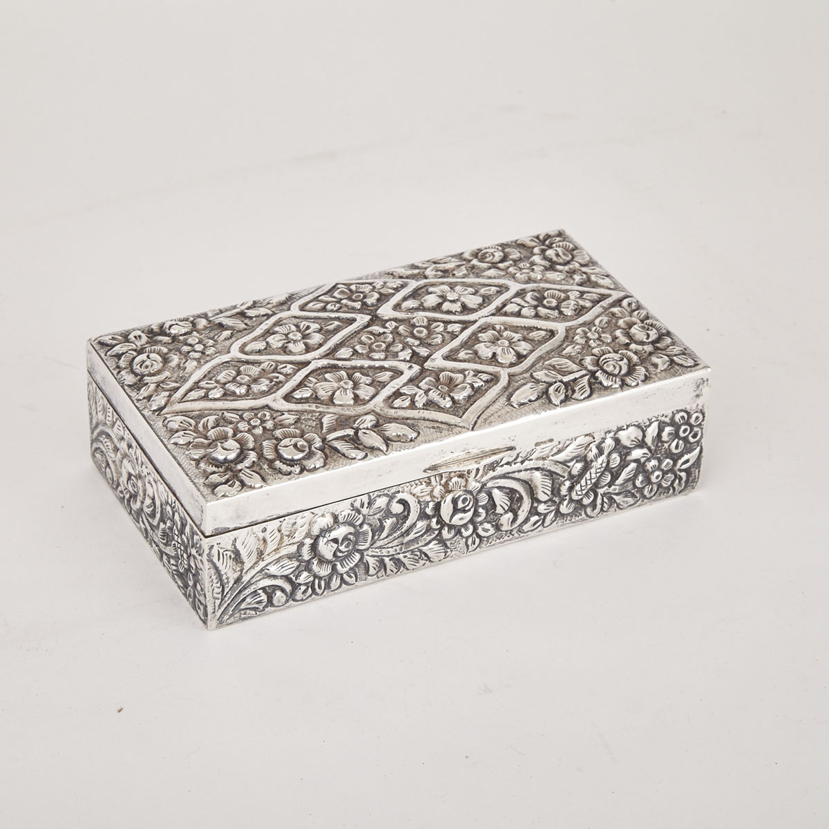 Egyptian Silver Rectangular Cigar Box, 20th century