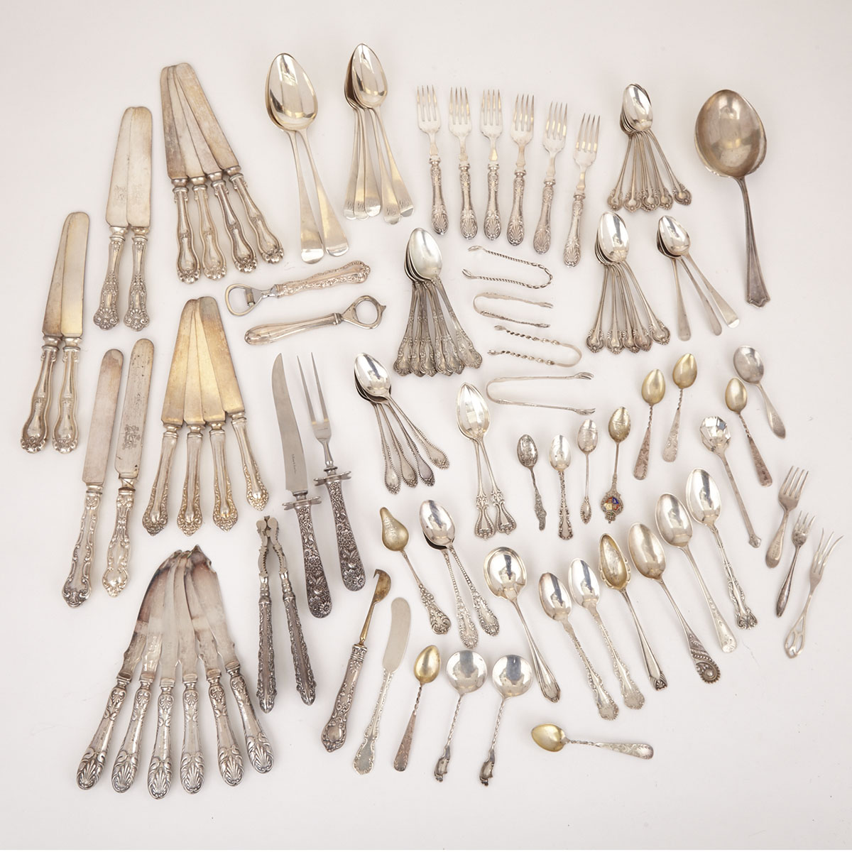 Grouped Lot of English, Scottish and North American Silver Flatware, late 18th/19th/early20th century