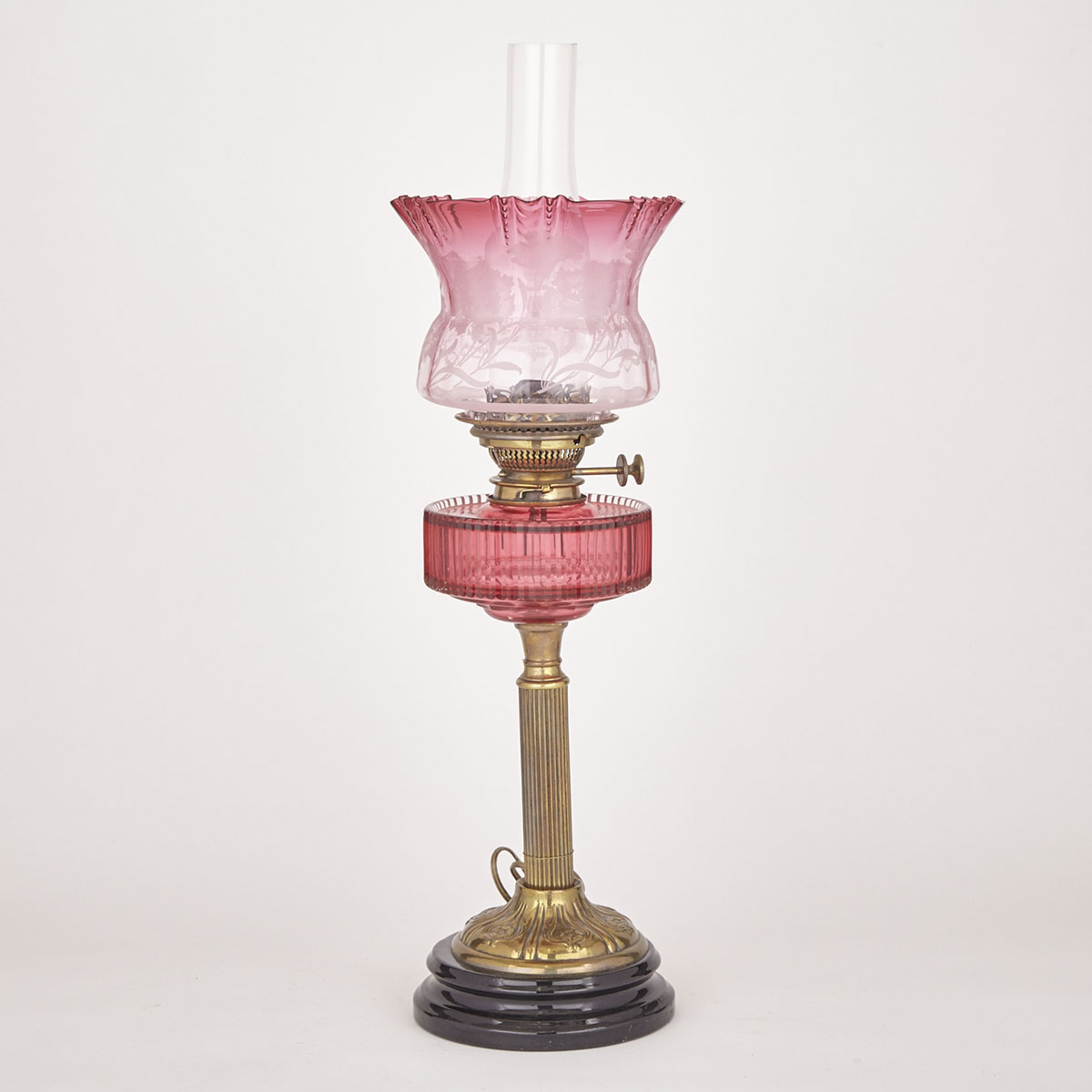 Victorian Cranberry Glass Table Lamp, c.1890