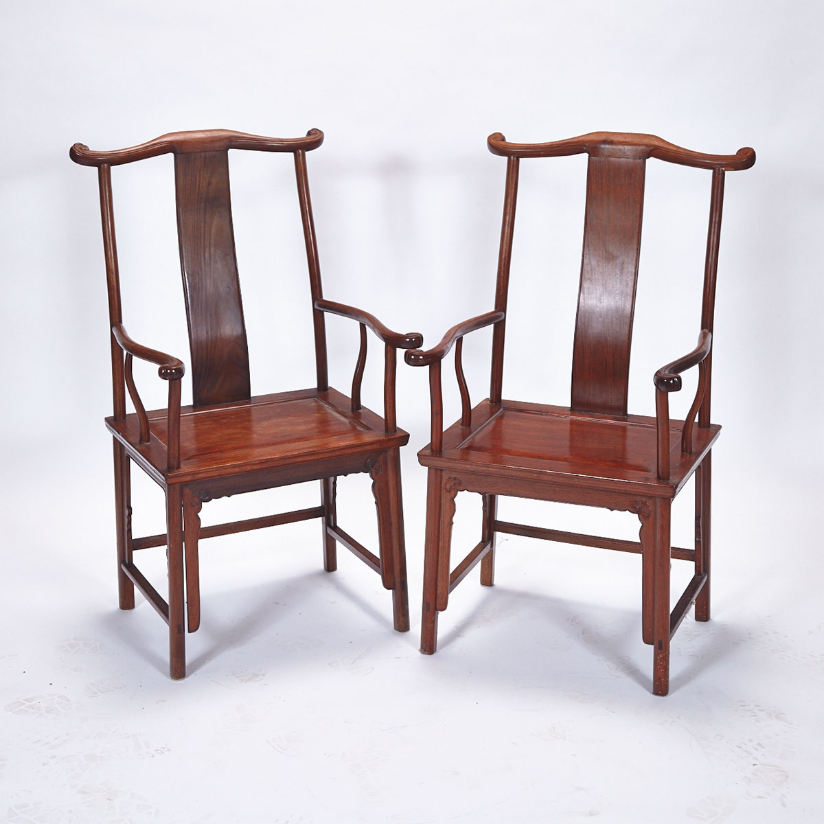 Pair of Rosewood Carved Armchairs, Mid-20th Century