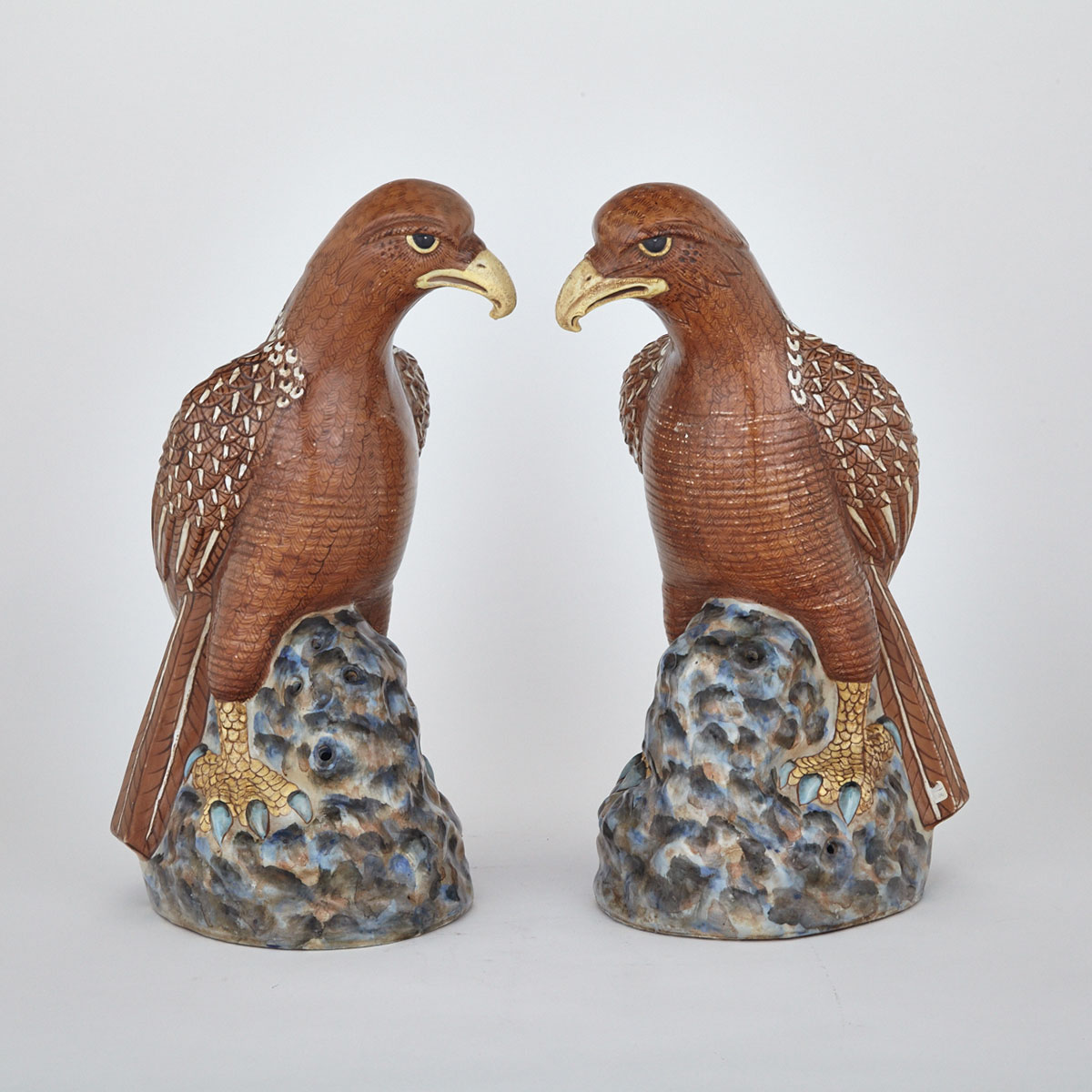 Pair of Large Export Famille Rose Eagles