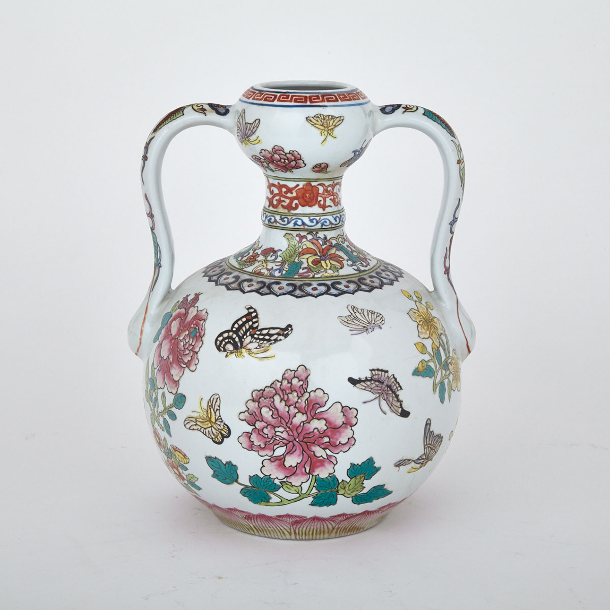 Famille Rose Butterfly Vase, Jiaqing Mark