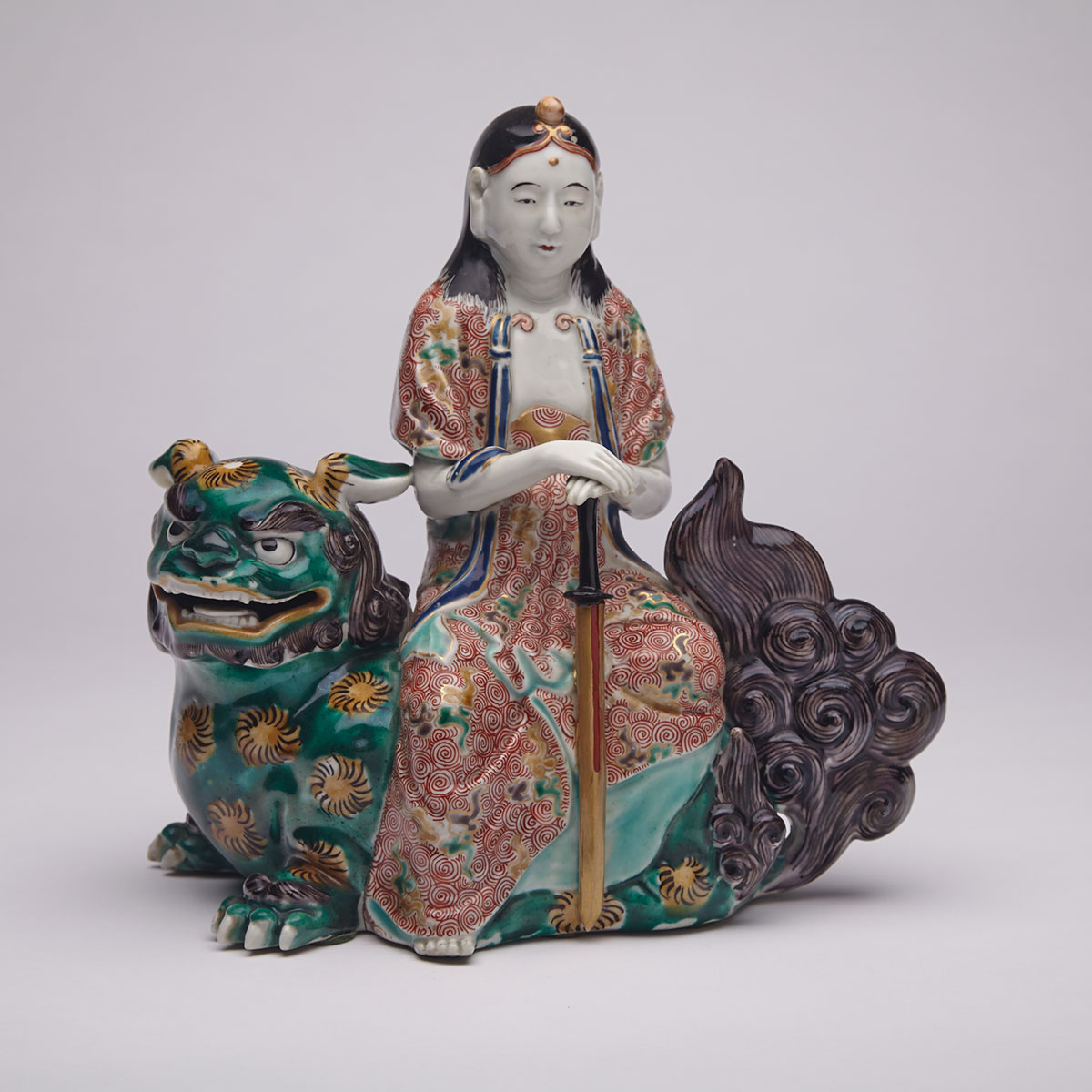 Ko-Kutani Figure of Monju Bosatsu, Edo Period, 18th/19th Century