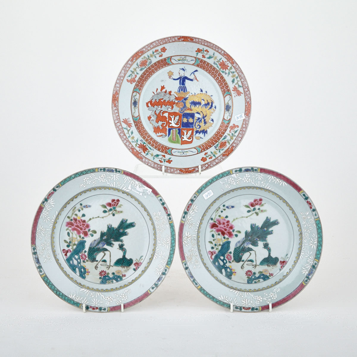 Three Export Famille Rose Plates, 19th Century