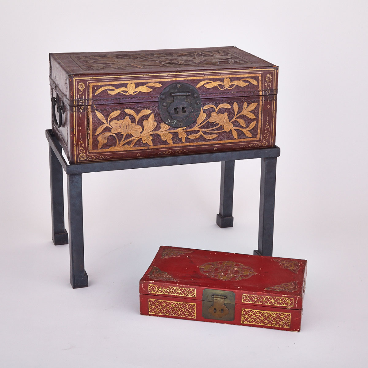Two Chinese Leather Storage Boxes