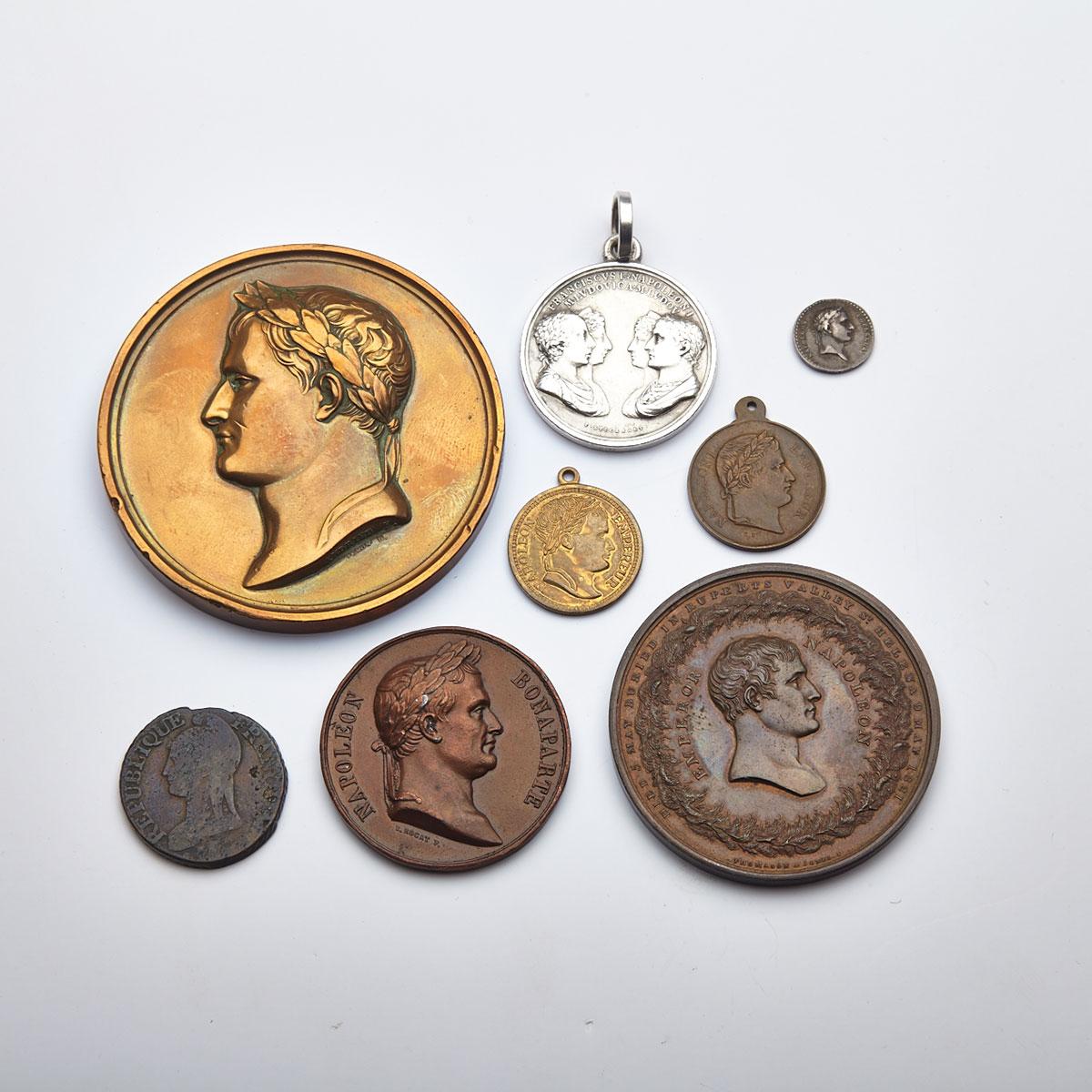 Eight Napoleonic Medallions and Coins, 19th century