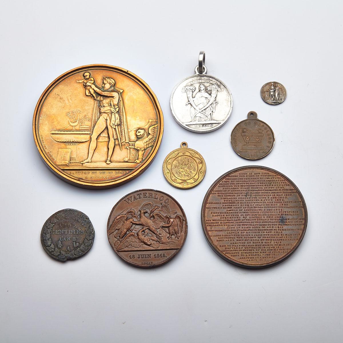 Eight Napoleonic Medallions and Coins, 19th century